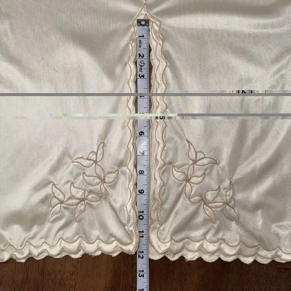 Vintage Vincent Nylon Half Slip Ivory Lace Trim High Slit 90s Lingerie Skirt S